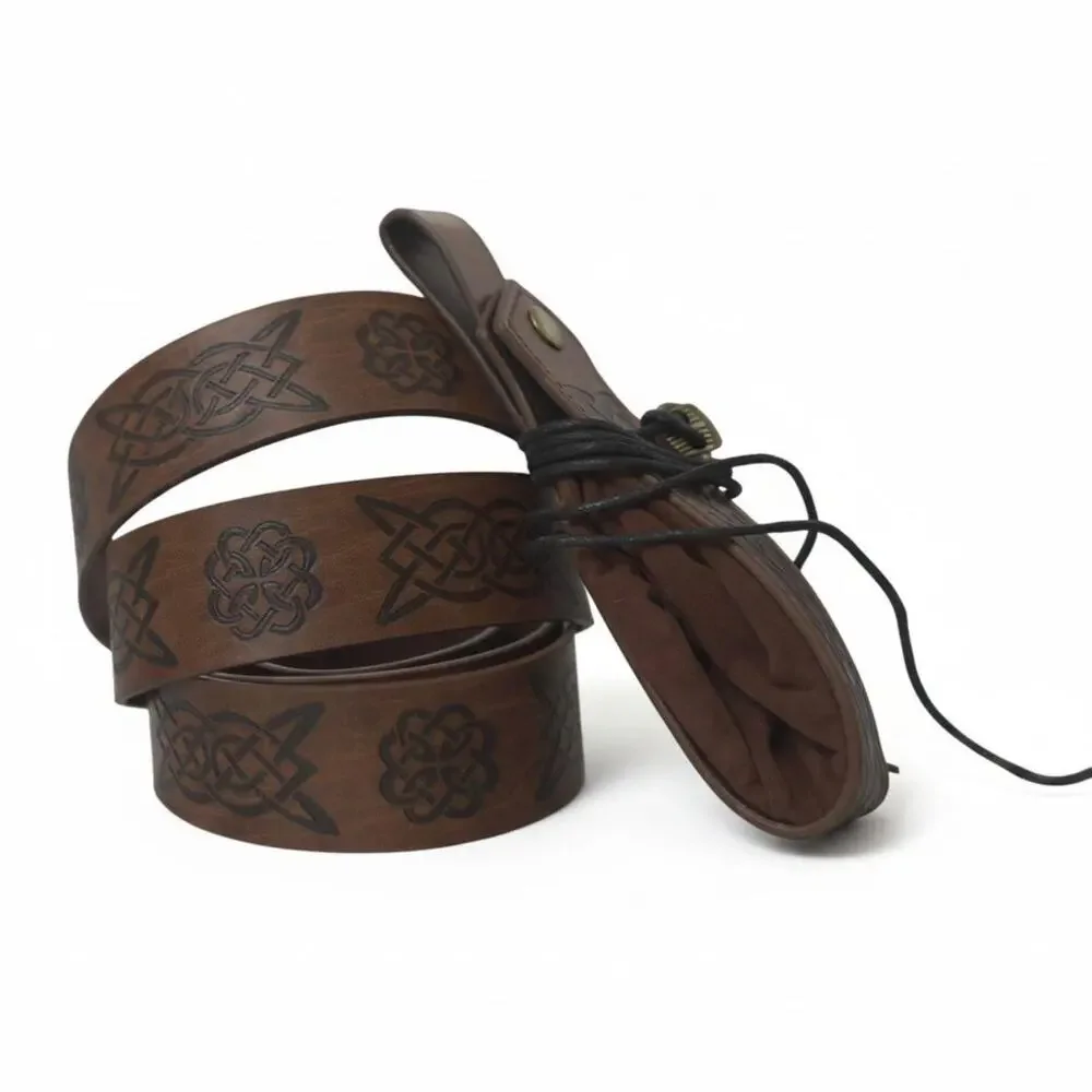 Brown Celtic Viking Style Belt Pouch Renaissance Faire Cosplay LARP Gift For Him